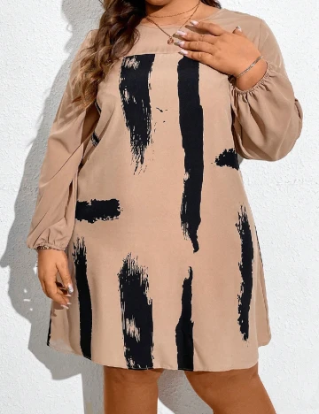 Rochie scurta SHEIN CURVE, maro/negru