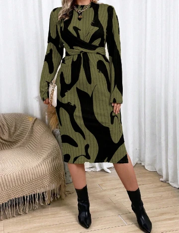 Rochie medie SHEIN CURVE, verde/negru Verde