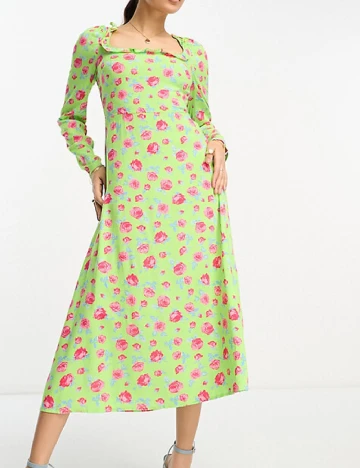 Rochie medie Vila, verde Verde