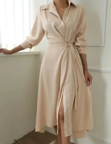 Rochie medie Dazy, bej Crem