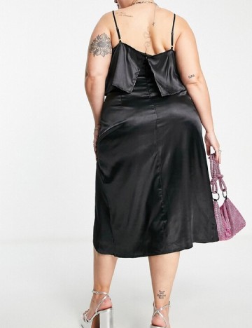 Rochie medie Urban Threads Plus Size, negru