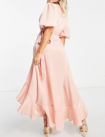Rochie lunga Flounce London, roz