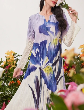 Rochie lunga SHEIN, lila/ecru Mov