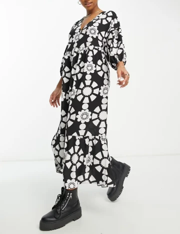 Rochie lunga ASOS, alb/negru Alb