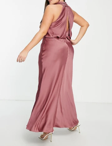 Rochie lunga ASOS Curve, roz pudra inchis