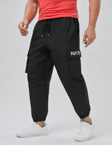 Pantaloni SHEIN Plus Size Men, negru Negru