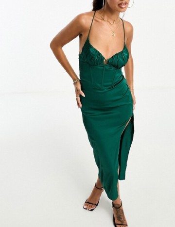 Rochie medie Parallel Lines, verde