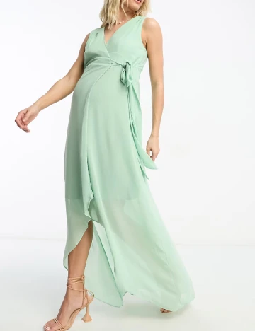 Rochie lunga TFNC London Maternity, verde