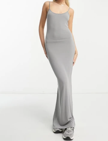 Rochie lunga Stradivarius, gri Gri