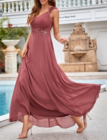 Rochie lunga UNITHORSE, roz pudra