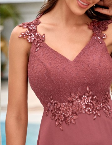 Rochie lunga UNITHORSE, roz pudra