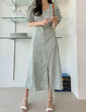 Rochie medie Dazy, verde Verde