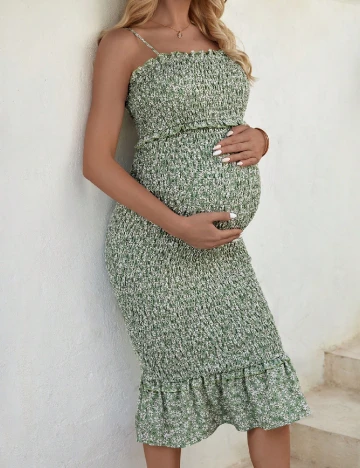 Rochie medie SHEIN Maternity, verde