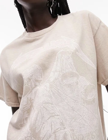 Tricou Oversize Top Shop, crem Crem