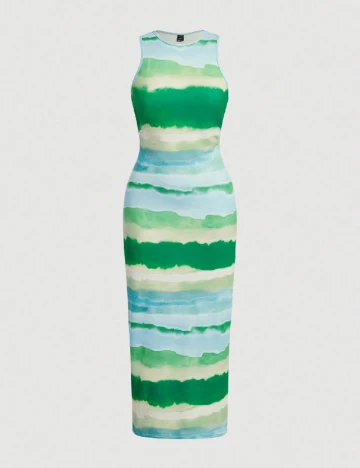Rochie lunga SHEIN, verde/albastru Verde