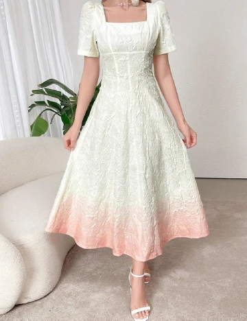 Rochie lunga SHEIN, ecru/piersica