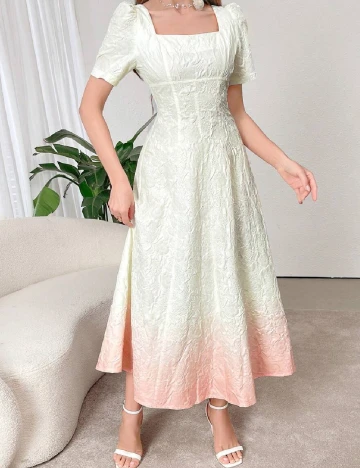 Rochie lunga SHEIN, ecru/piersica