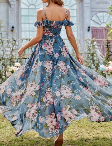 Rochie lunga Mgiacy, floral Floral print
