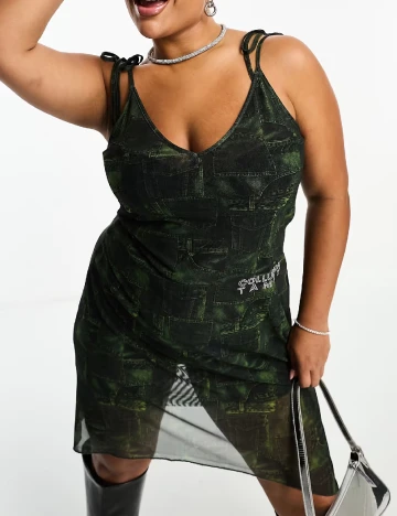 Rochie scurta Collusion Plus Size, verde Verde