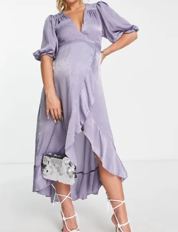 Rochie lunga Flounce London Maternity, mov Mov