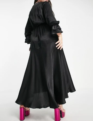 Rochie medie Flounce London Plus Size, negru Negru