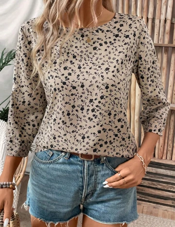 Bluza SHEIN, crem/negru