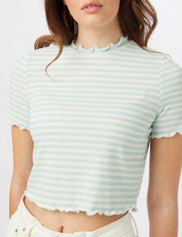 
						Top Vero Moda, alb/turcoaz