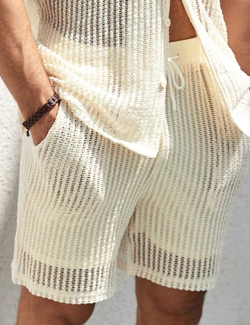 Pantaloni scurti SHEIN, ecru Alb
