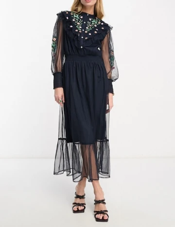 Rochie lunga French Connection, bleumarin inchis