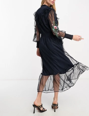Rochie lunga French Connection, bleumarin inchis