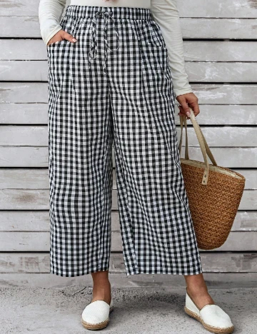 Pantaloni Emery Rose Curve, alb/negru