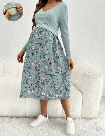 Rochie medie SHEIN Maternity, verde Verde
