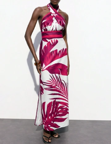 Rochie lunga SHEIN, magenta/alb Mov