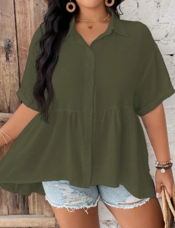 Bluza SHEIN CURVE, verde Verde