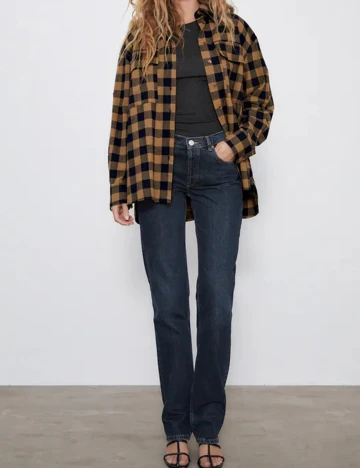 Camasa oversize Zara, carouri, S