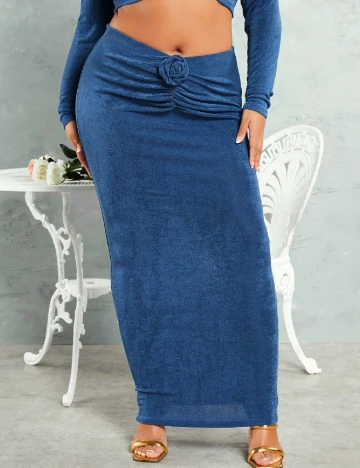 Fusta SHEIN CURVE, albastru Albastru
