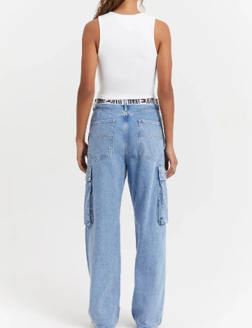 Top Tommy Jeans, alb Alb