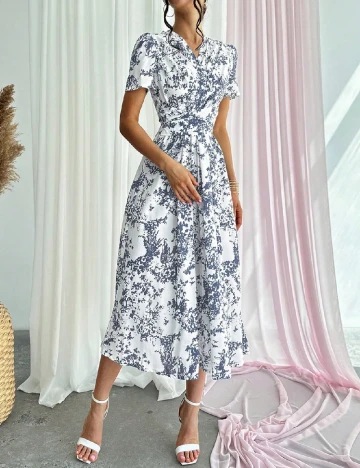 Rochie lunga SHEIN, alb/albastru Alb