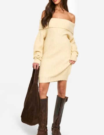 
						Rochie scurta Boohoo, crem