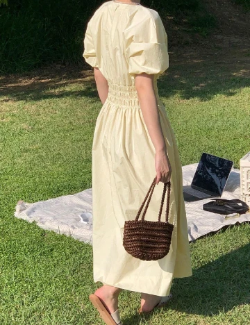 Rochie lunga Dazy, crem