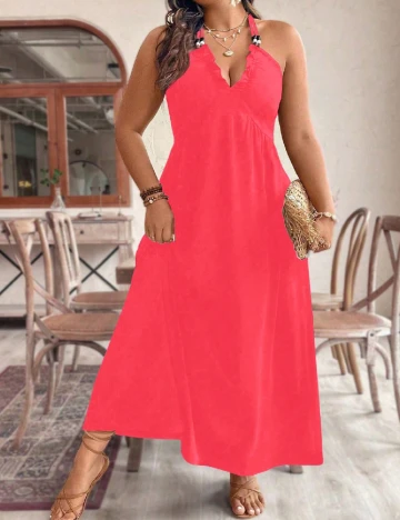 Rochie lunga SHEIN CURVE, corai Roz