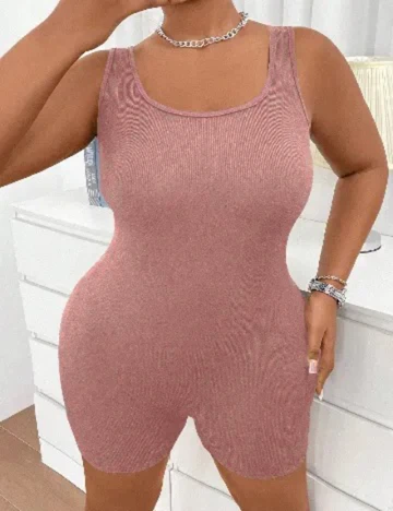 Salopeta SHEIN CURVE, roz pudra Roz
