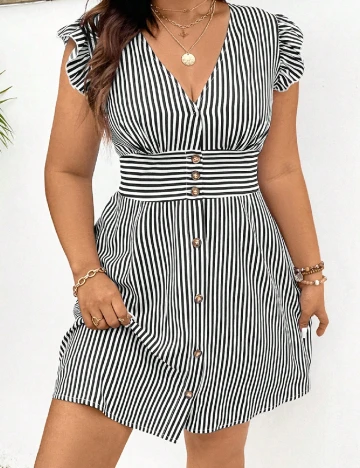 Rochie scurta SHEIN CURVE, alb/negru Negru