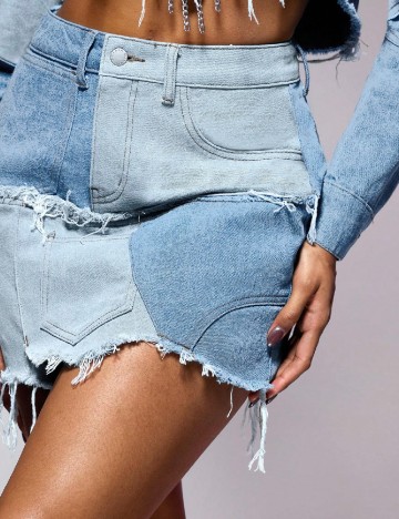 
						Fusta SHEIN, albastru denim
