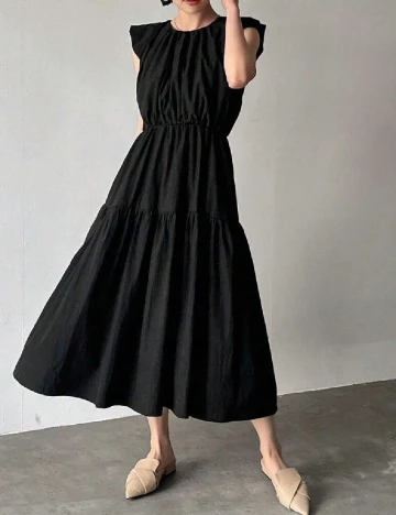 Rochie lunga Friful, negru Negru