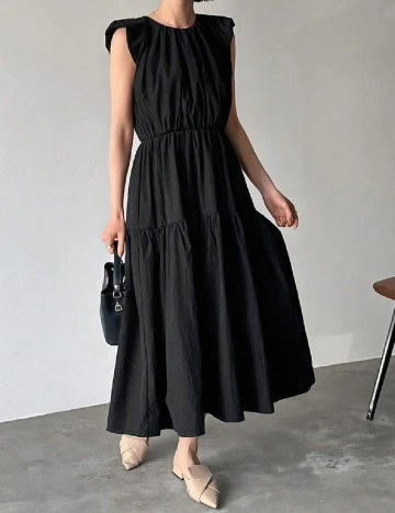 Rochie lunga Friful, negru Negru