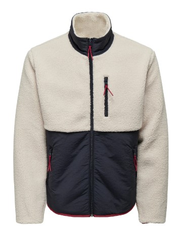 Jacheta Only, crem/bleumarin