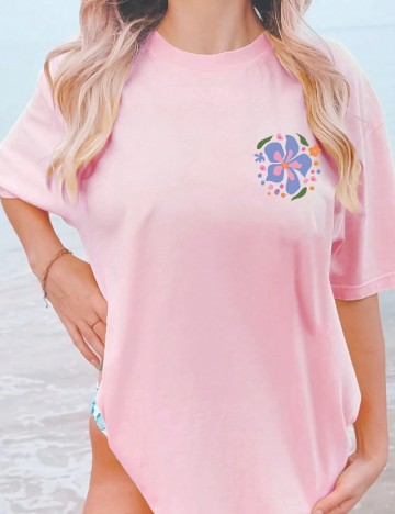 
						Tricou Oversize SHEIN, roz