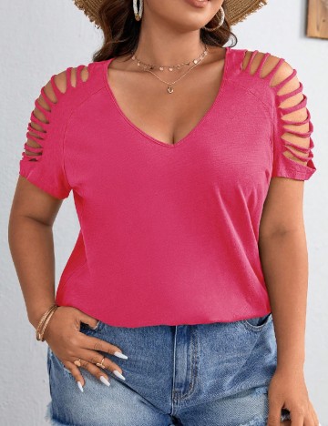 
						Tricou SHEIN CURVE, roz