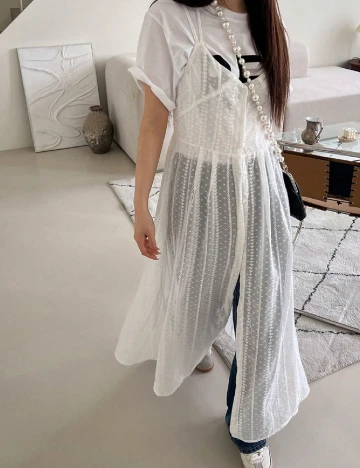 Rochie lunga Dazy, alb Alb